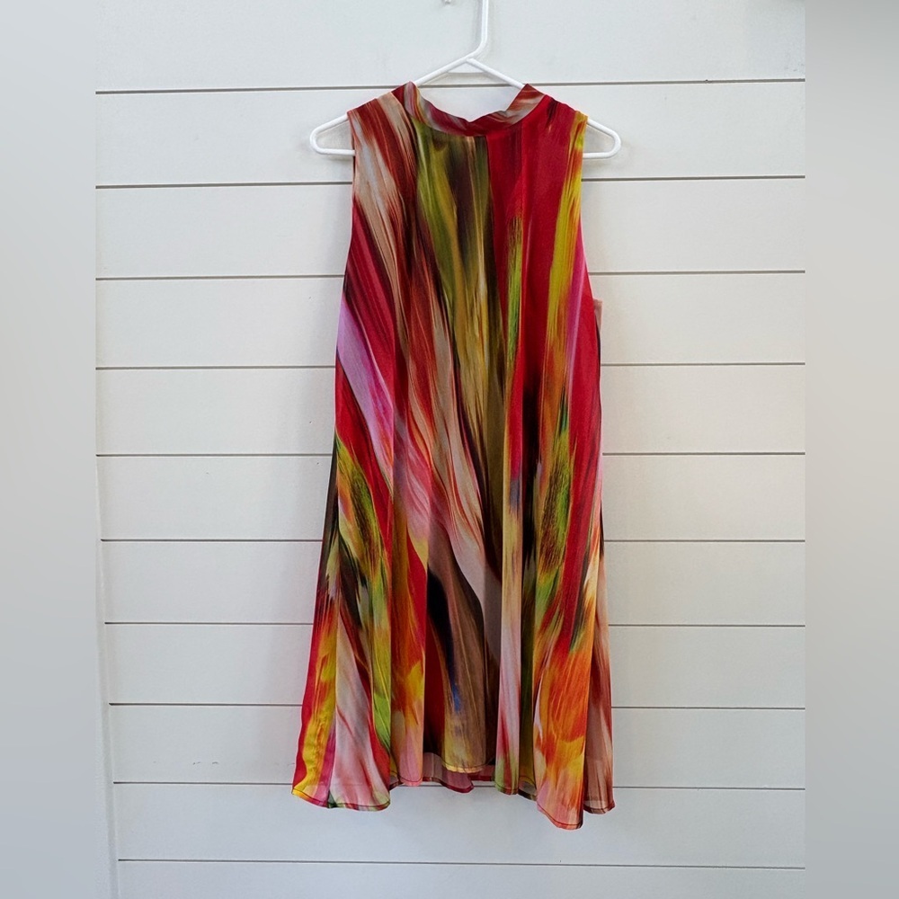 Robbie Bee Multicolor Abstract Print Dress